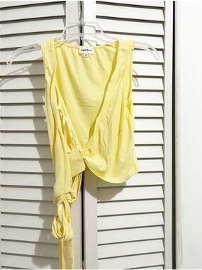 Superdown Mina Yellow Ribbed Wrap Tank Top Size XS